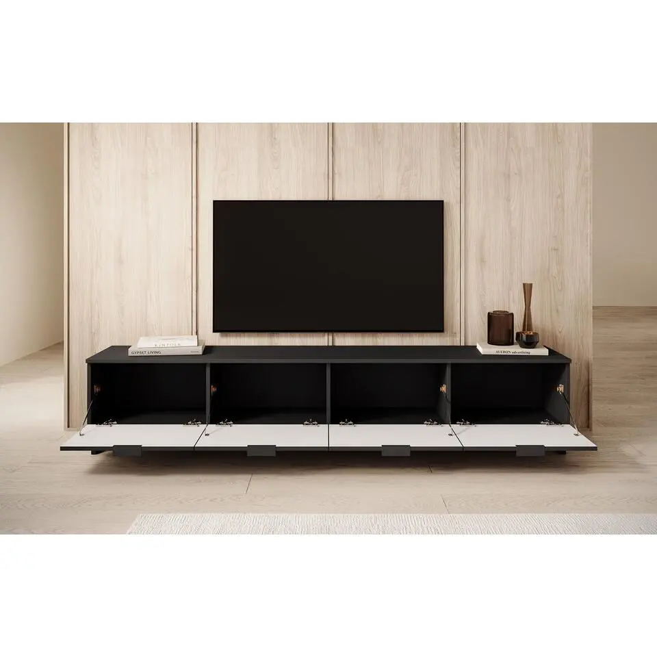 Meubella - TV-Meubel Delgado - Mat zwart - 200 cm