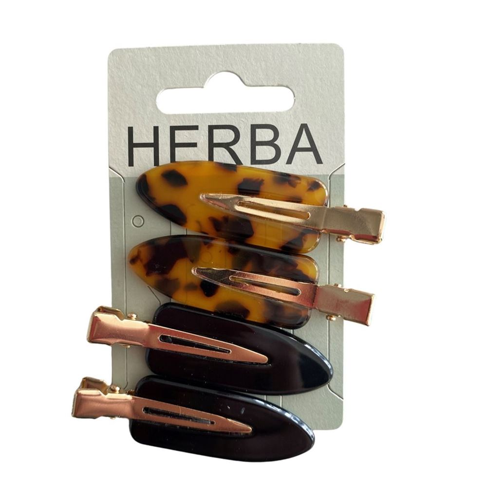 HERBA Clips Pin Curl 5.5cm Acetat braun schwarz 4 Stk