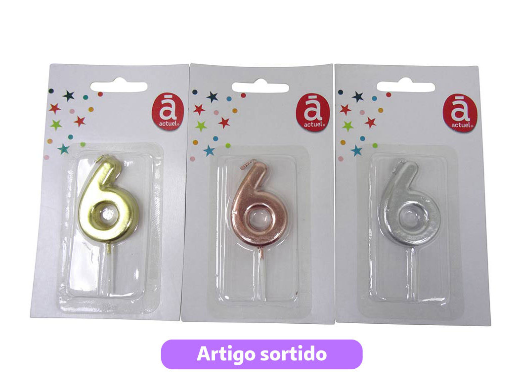 VELA ANIVERSÁRIO Nº6 ACTUEL CORES SORTIDAS