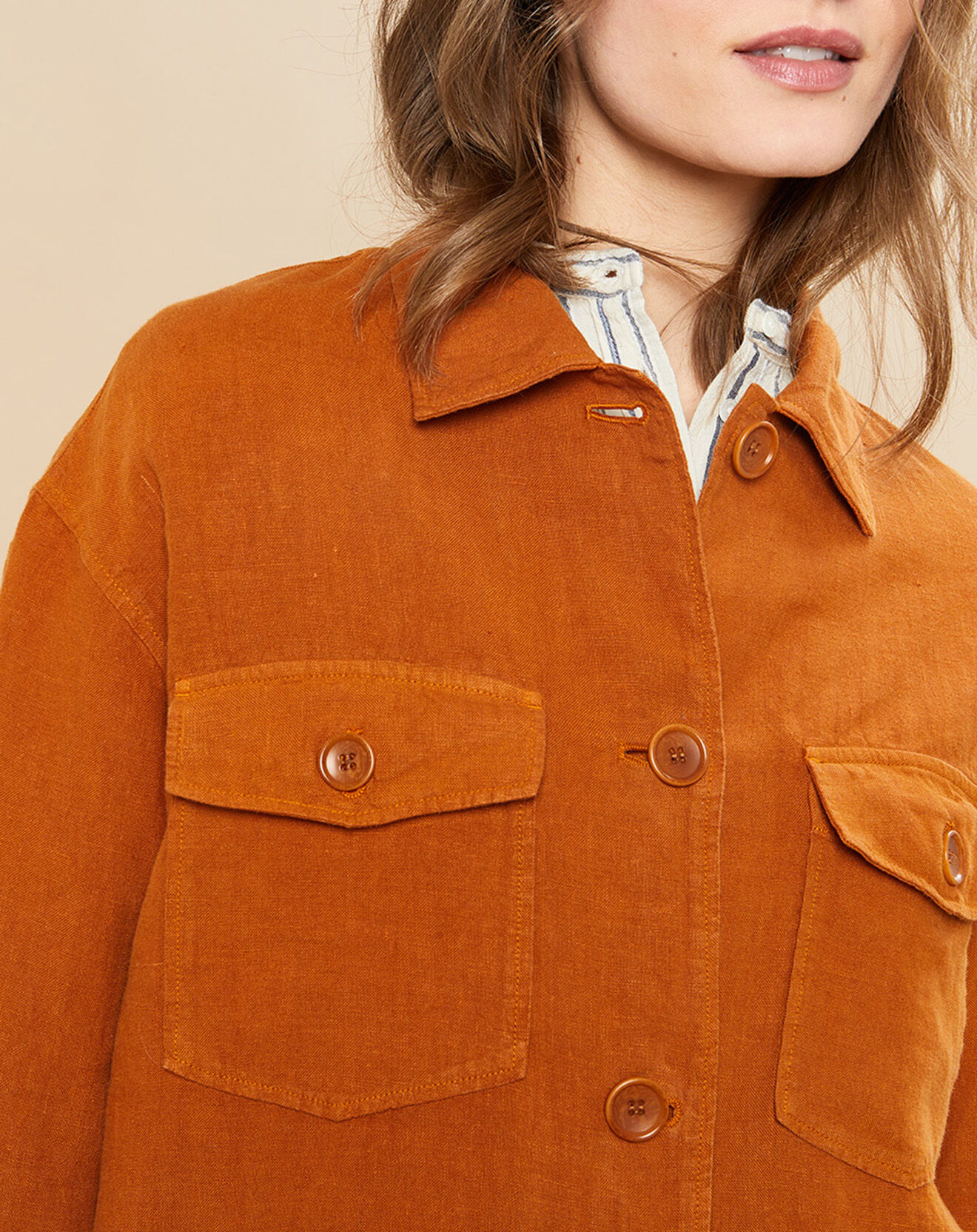Hartford Veste 100% Lin Voltige caramel
