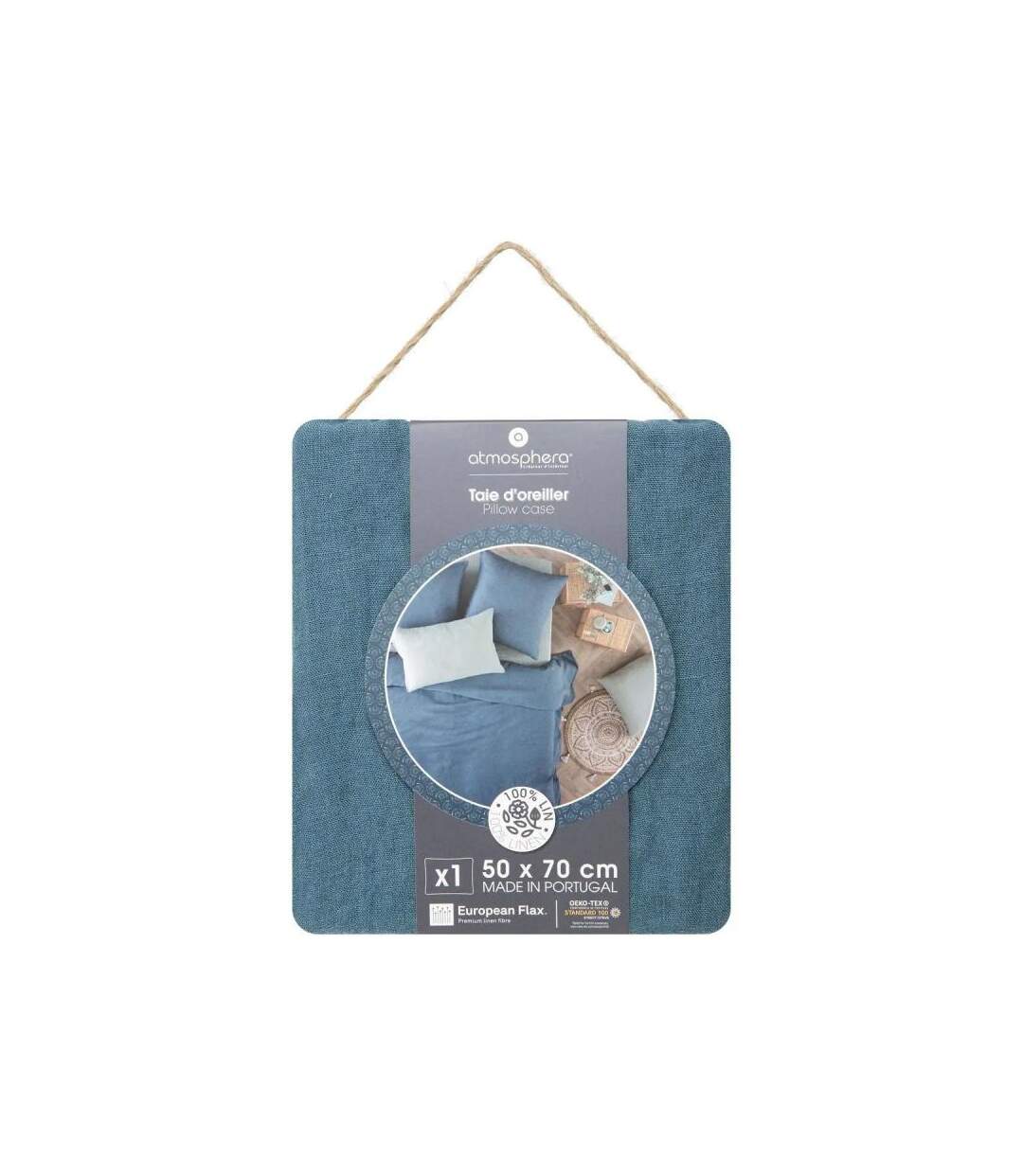 Taie d'Oreiller en Lin Adorable 50x70cm Bleu Canard