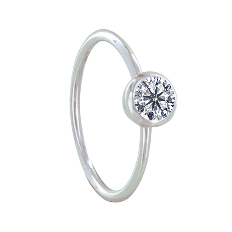 Bague Argent Petit Solitaire Serti Clos
