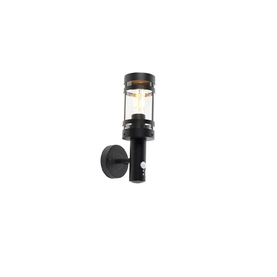 Qazqa buitenlampen met sensor gleam zwart e27