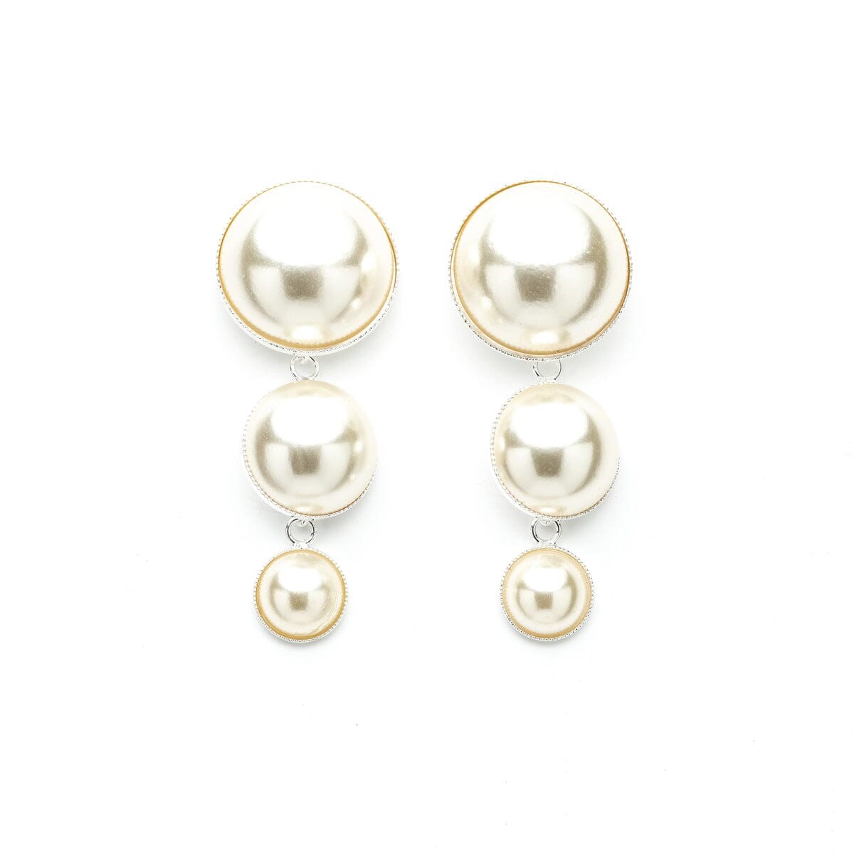 boucles d'oreilles puces pendantes perles plaqué argent - NÉLYA