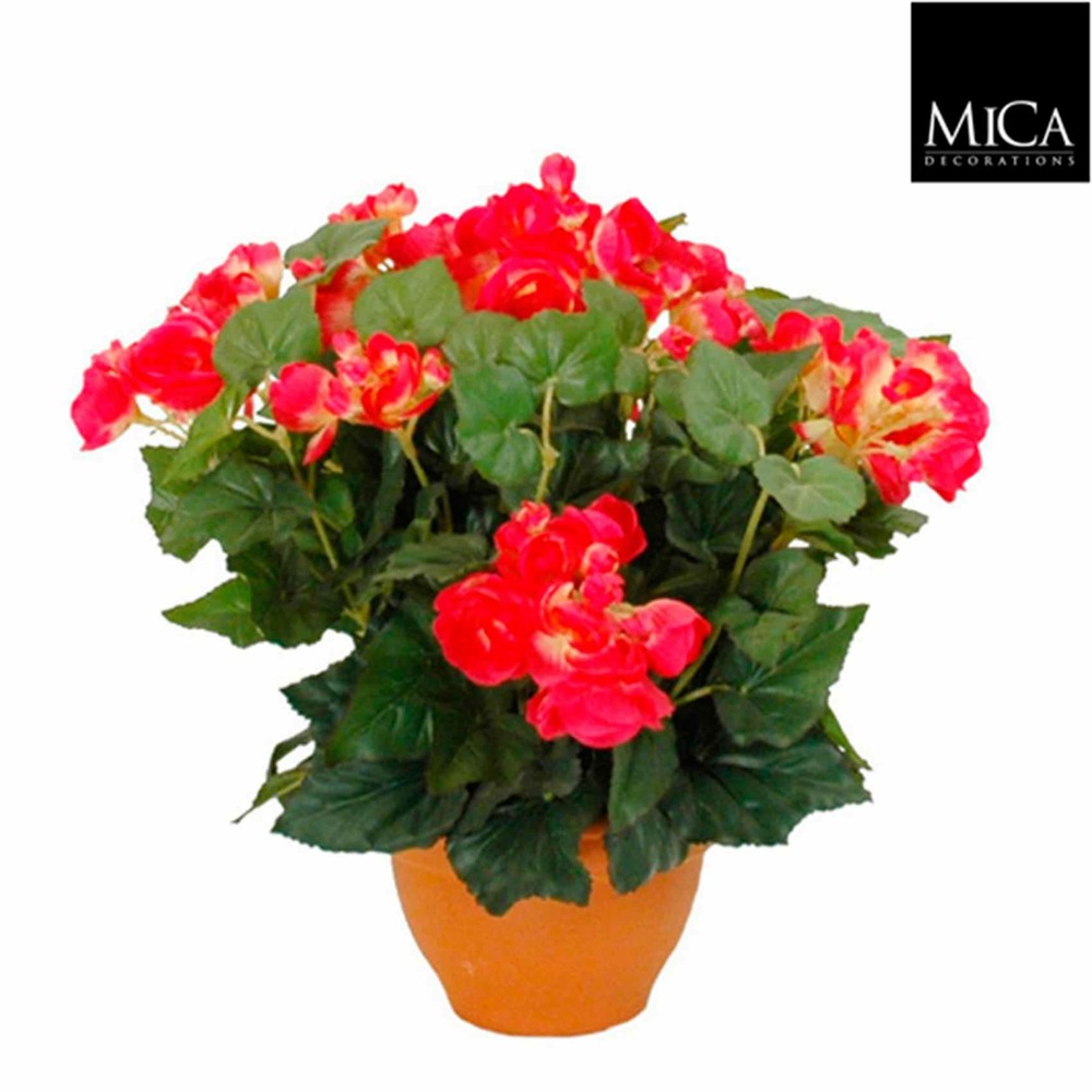 Mica decorations fleur artificielle begonia - 35x35x37 cm - pe - rose