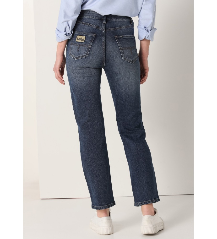 Calça jeans Lois de cintura alta e cintura comprida azul