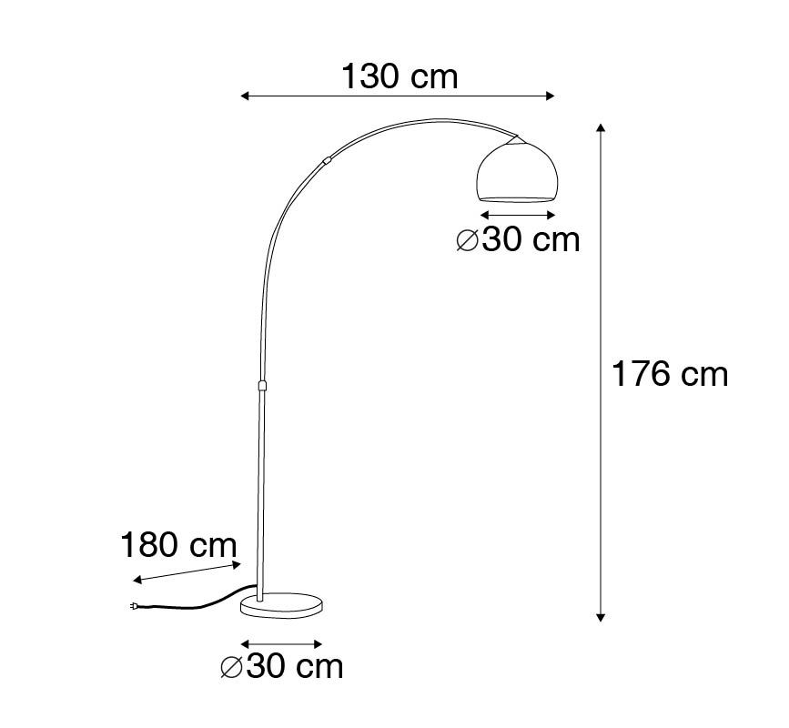 Moderne booglamp koper met witte kap - Arc Basic