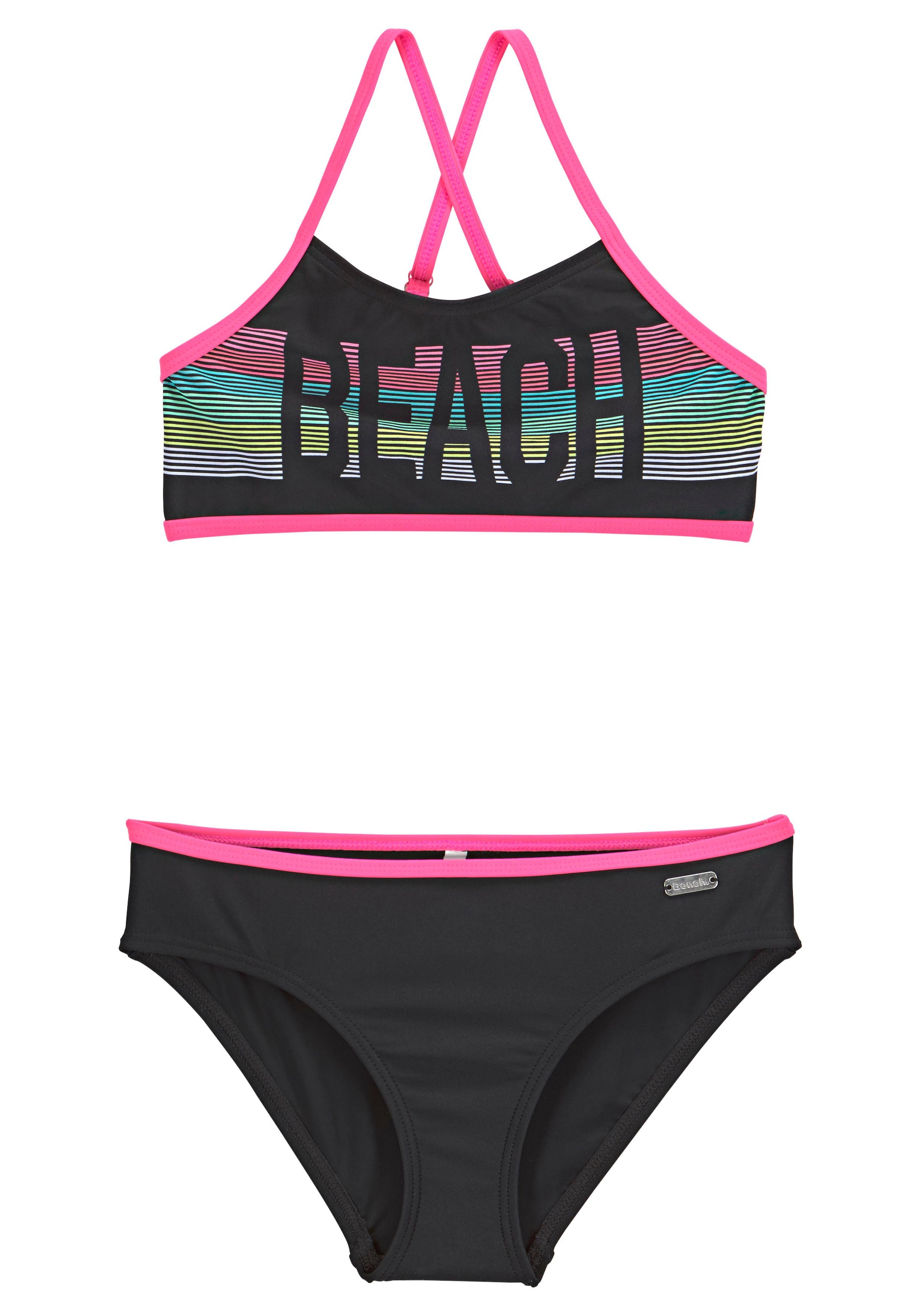 Bench. Bustier-Bikini , mit pinken Kontrastpaspeln