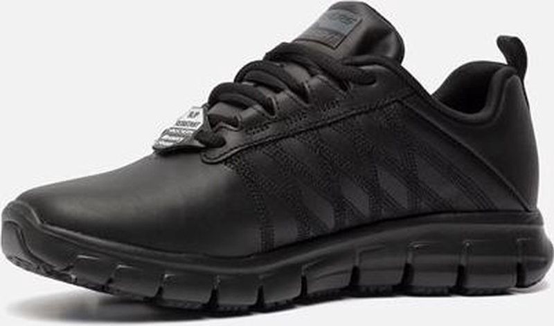 SKECHERS - Work Relaxed Fit Sure Track - Sneakers - Zwart - Leer