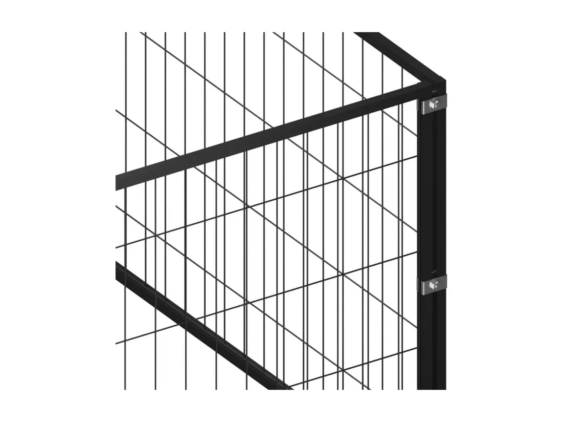 Chenil extérieur cage enclos noire 700 x 700 x 70 cm 02_0000539
