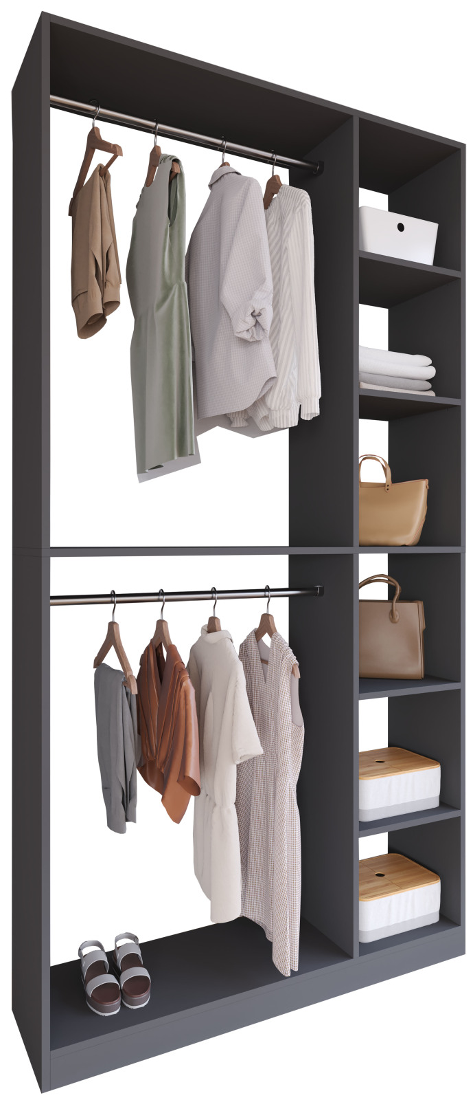Offener Kleiderschrank PALOSA XL - anthrazit - 110 cm