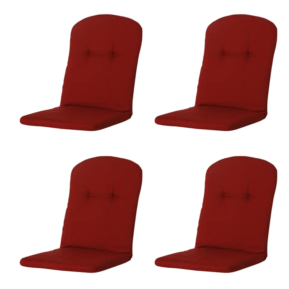 Madison - Kuipstoelkussen Hoge Rug Rib red - Ca. 96x45 cm - Set van 4