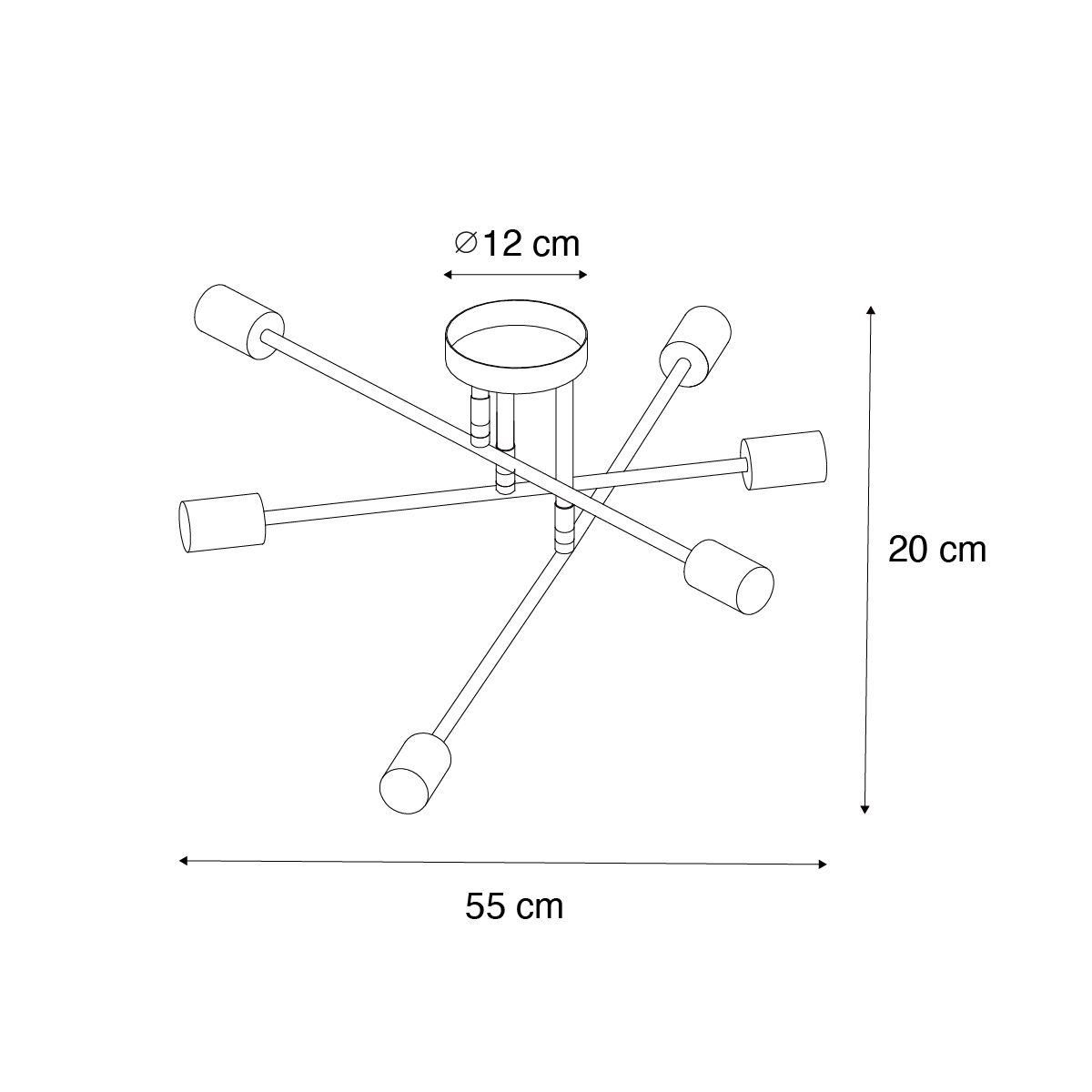 Industriële plafondlamp donkerbrons 6-lichts - Sydney