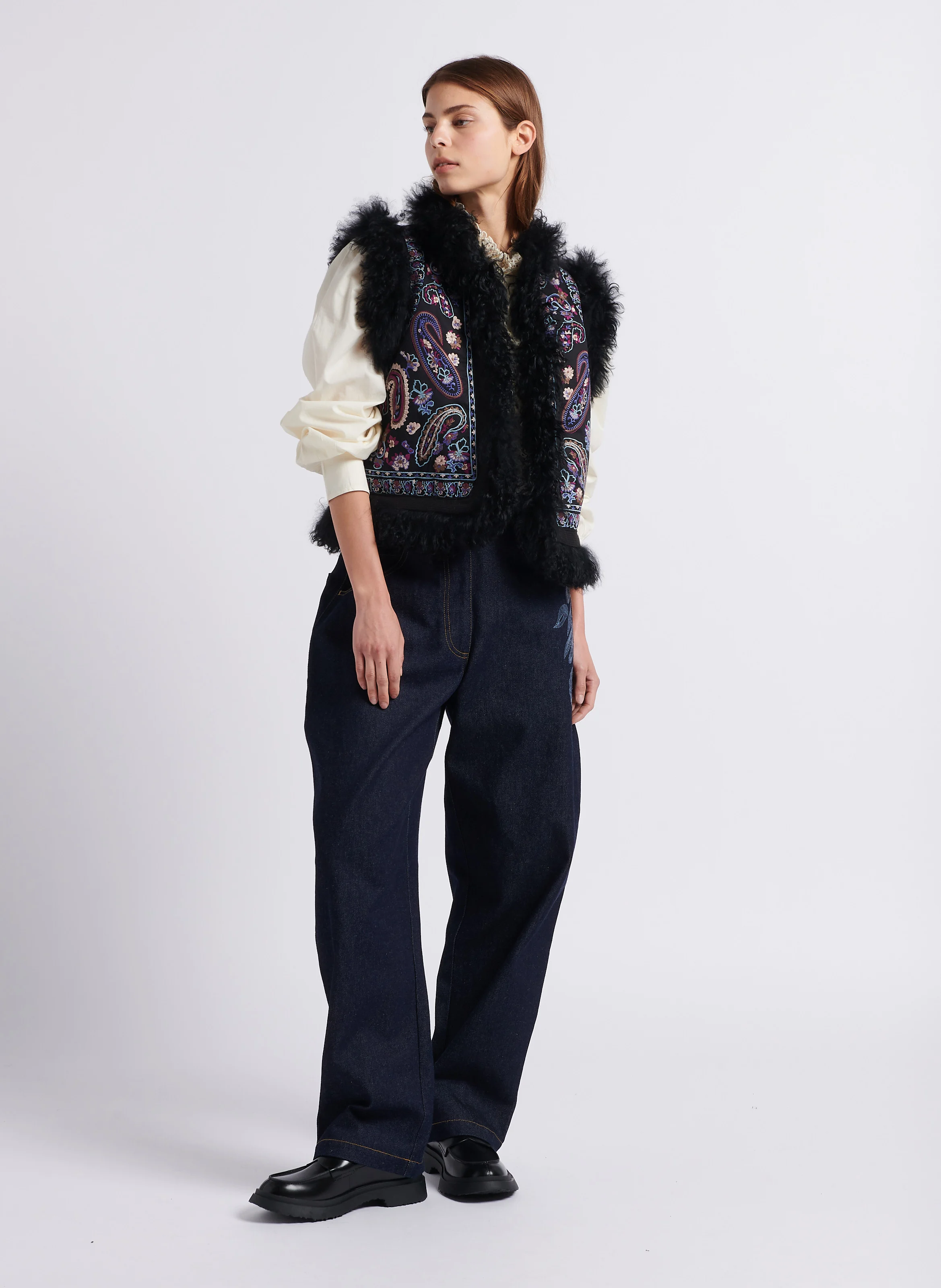 ROZA - Gilet droit en coton | Noir