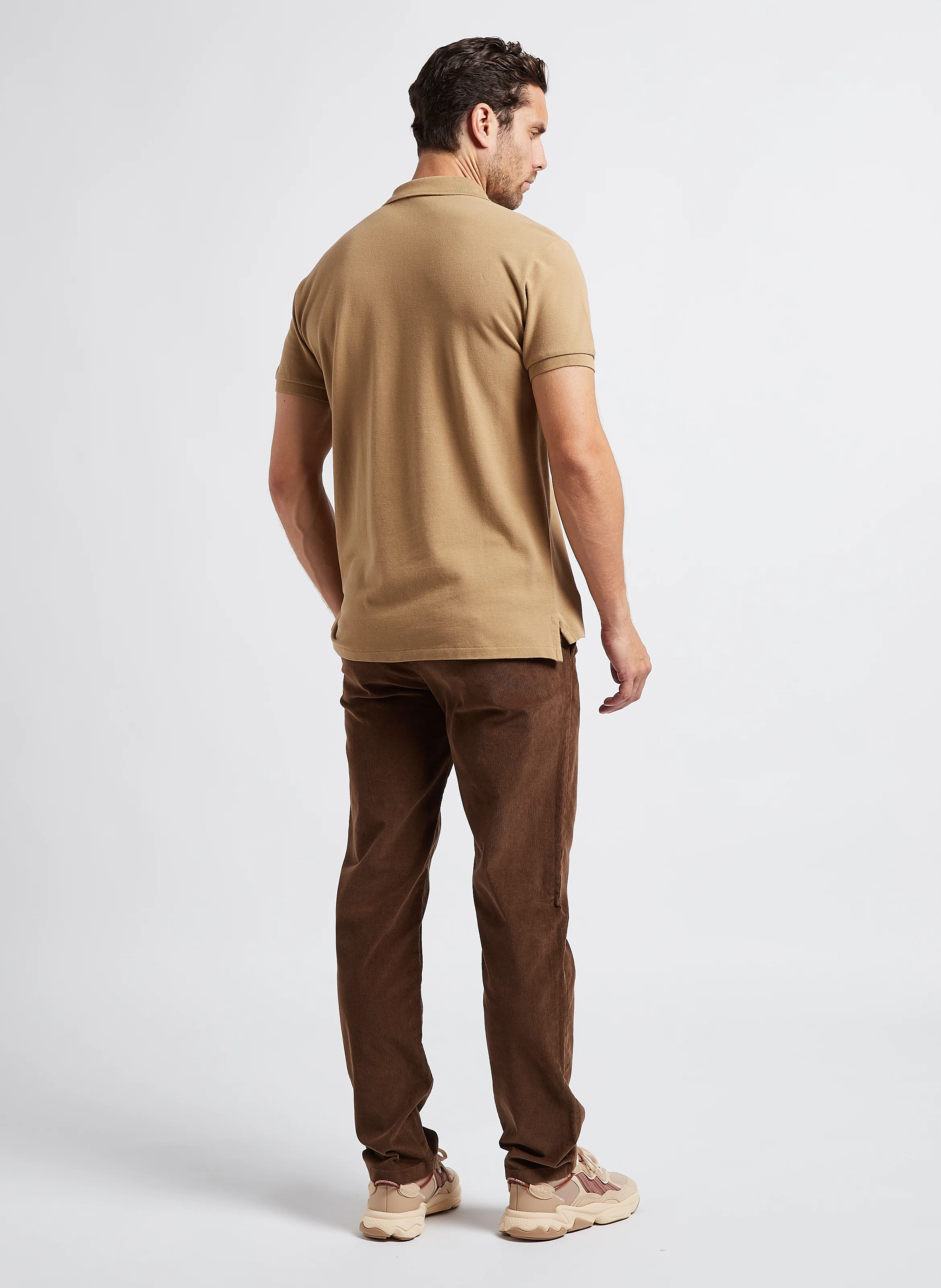 Pantalon droit en velours de coton bio mélangé | Marron