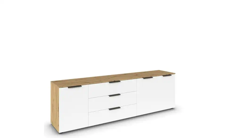 Sideboard Weiß, Eiche Artisan (Nachbildung) Front: Dekor, Oberboden: Dekor Weiß, Eiche Artisan (Nachbildung) Graphit