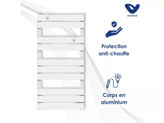 Chauffage sèche-serviette 500W - inertie sèche - Blanc - Voltman