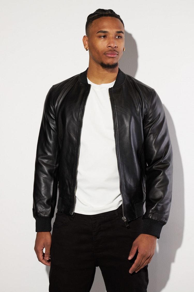 Veste en simili cuir noire