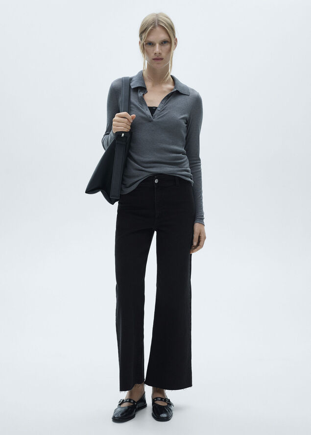MANGO Catherin culotte high rise jeans Open grey