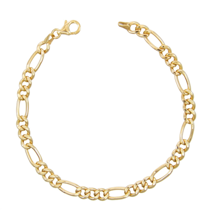 Bracelet Homme Maille Figaro Alternée 1 et 3 - Or Jaune