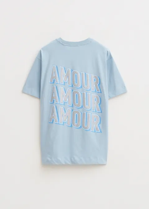 T-shirt met print amour blauw (BLW.L)