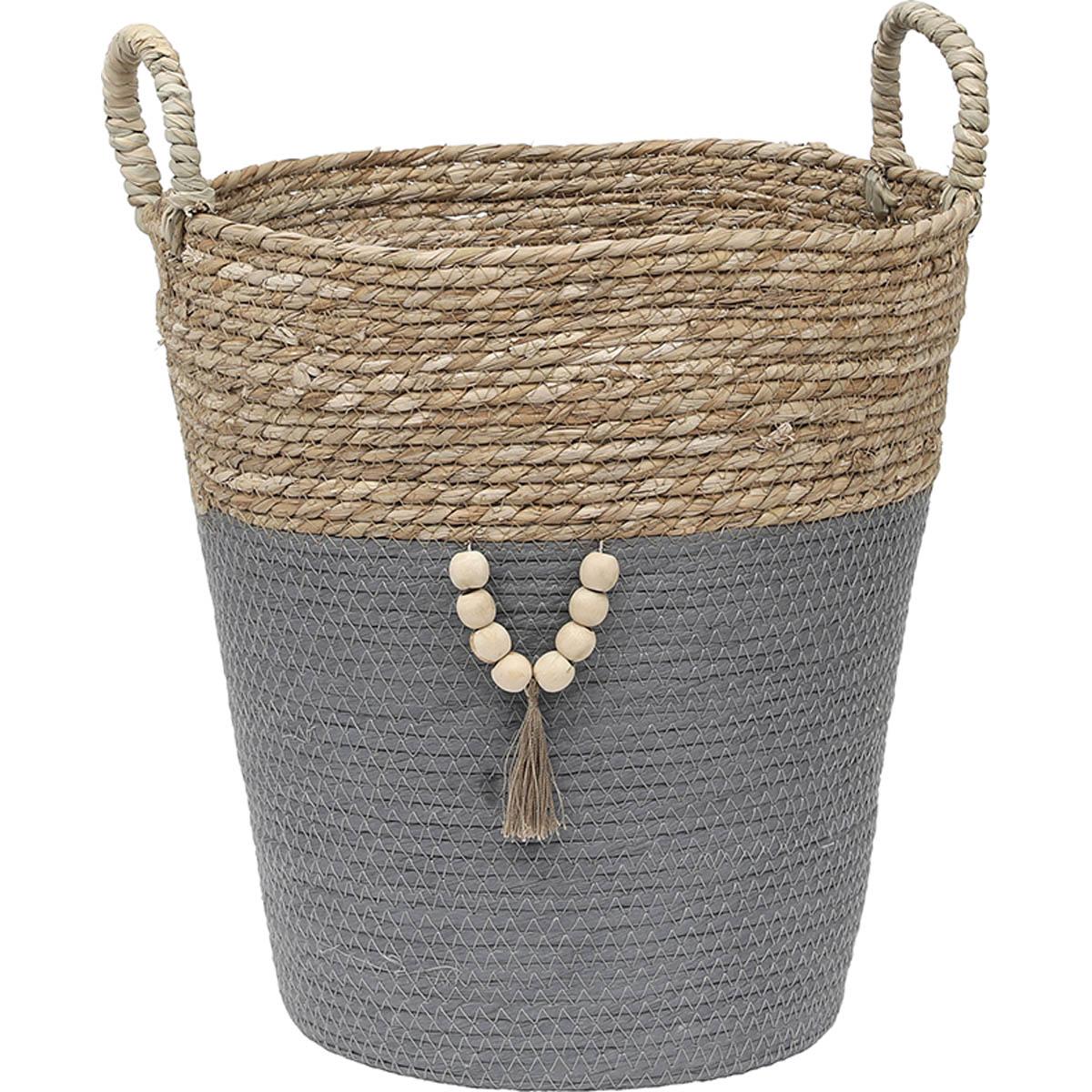 PANIERE RONDE MOYEN MODELE D.38X35CM NATUREL GRIS