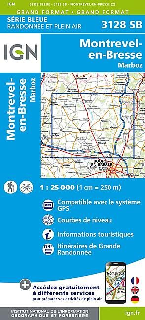 IGN - 3128 SB MONTREVEL EN BRESSE 1 25 000