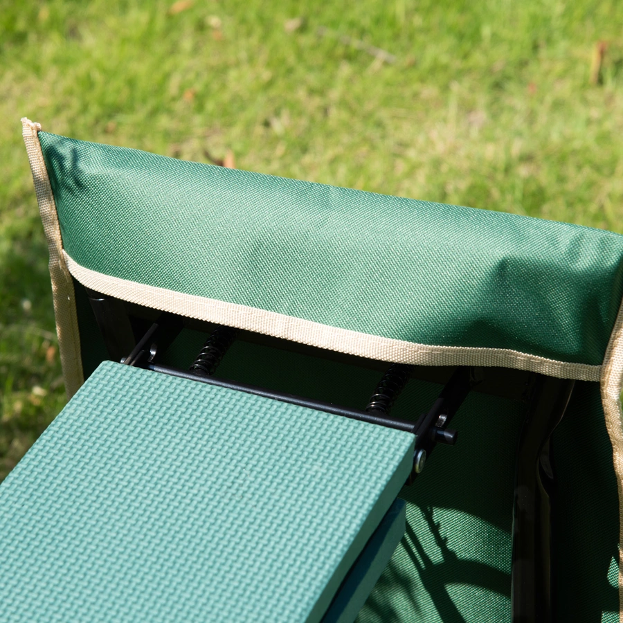 Outsunny Gartenhocker mit Werkzeugtasche grün
