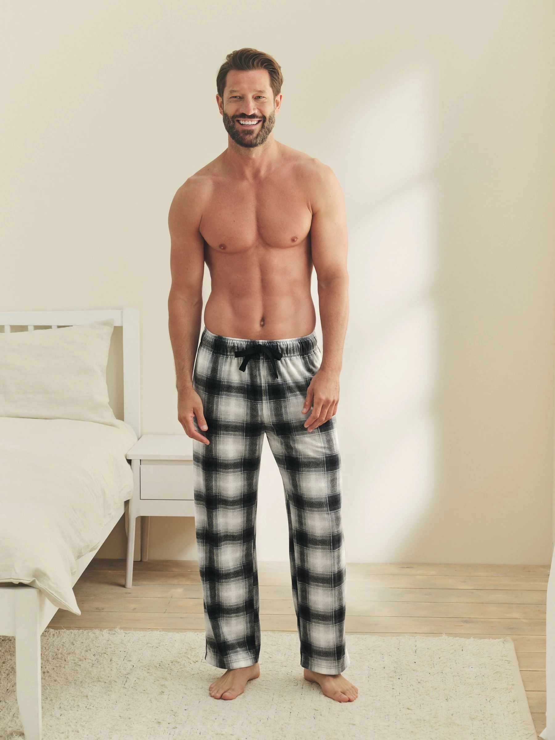 Leisteengrijs geruit - Motionflex behaaglijke Pyjama's met open zoom