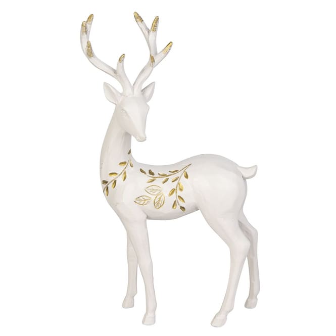 Hirsch - stehend - weiß/gold - ca. 12 x 6 x 19 cm