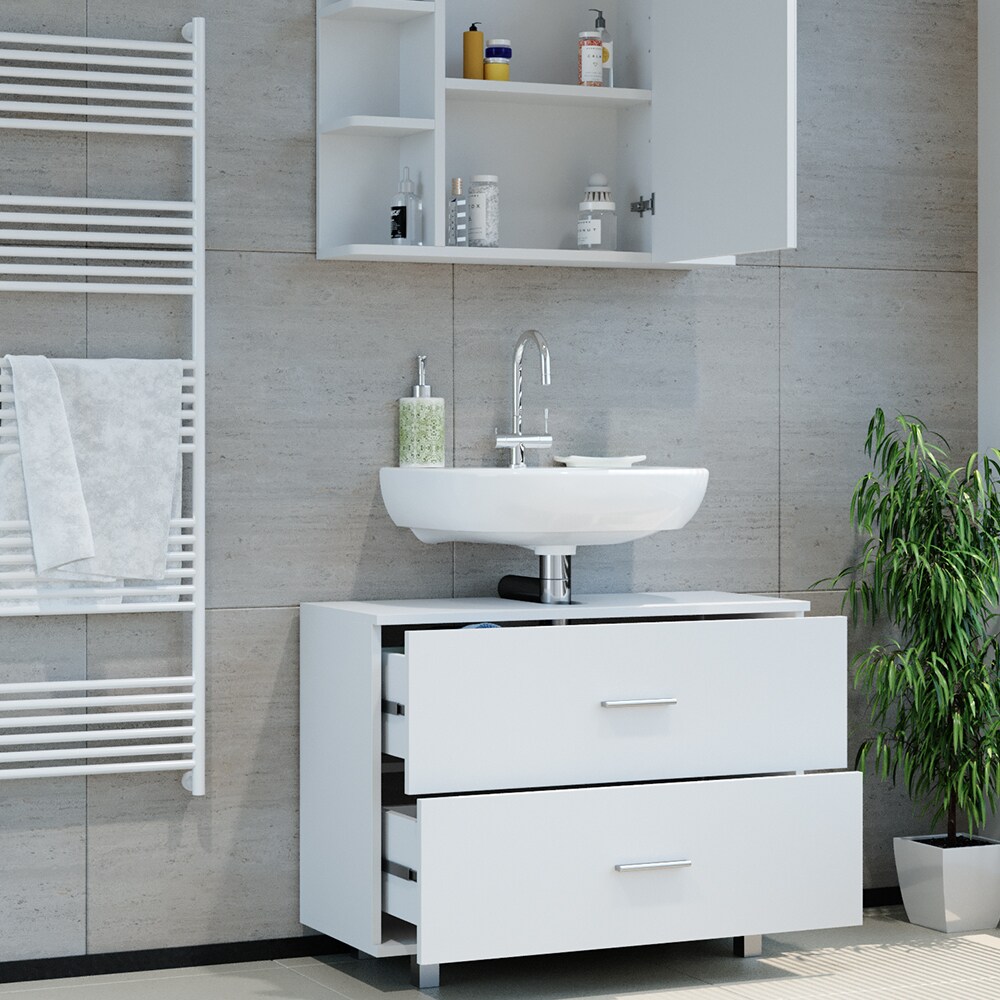 VICCO Badmöbel Set ILIAS WeißBad Spiegel Unterschrank Badschrank