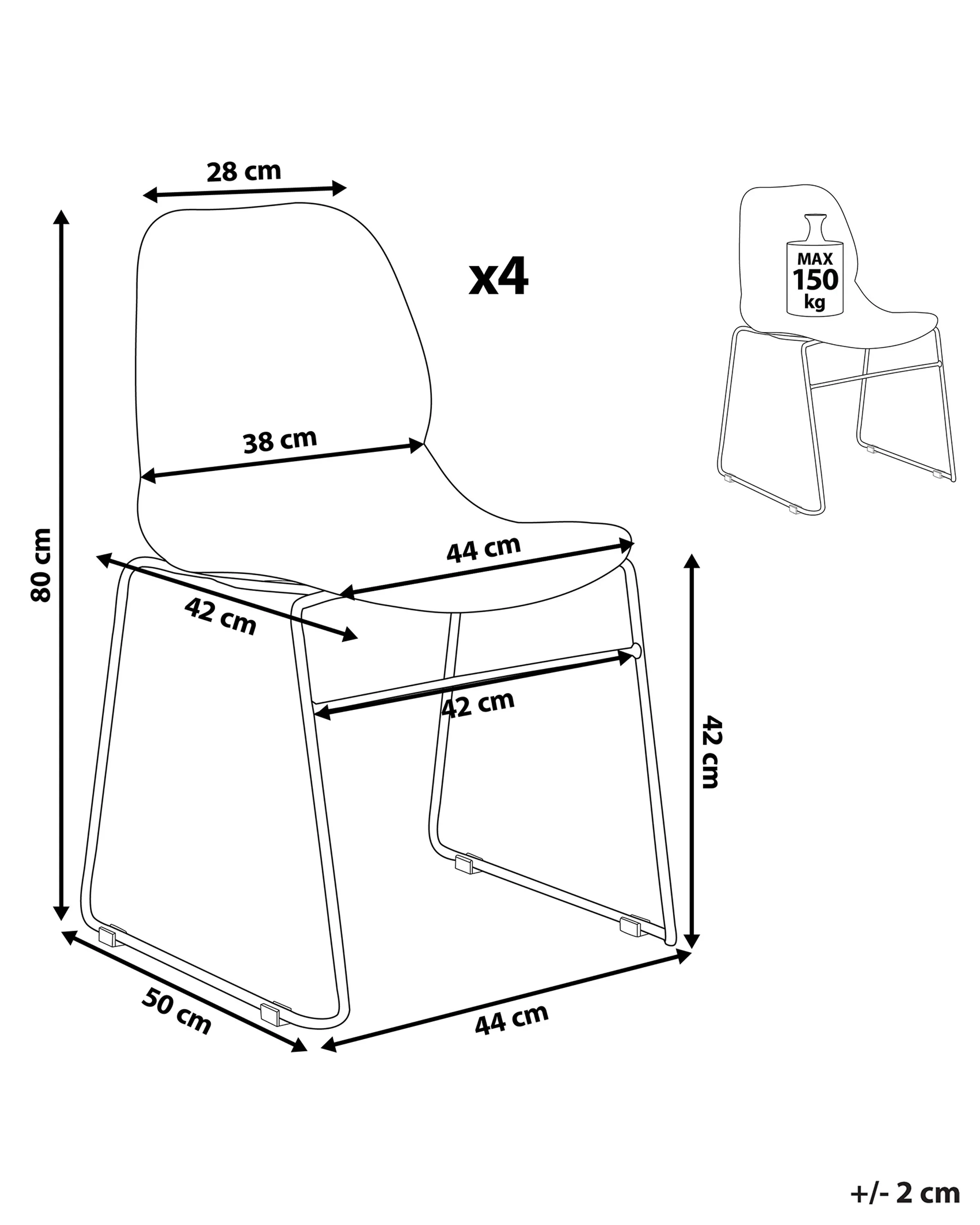 Set van 4 vergaderstoelen PANORA Donkergrijs