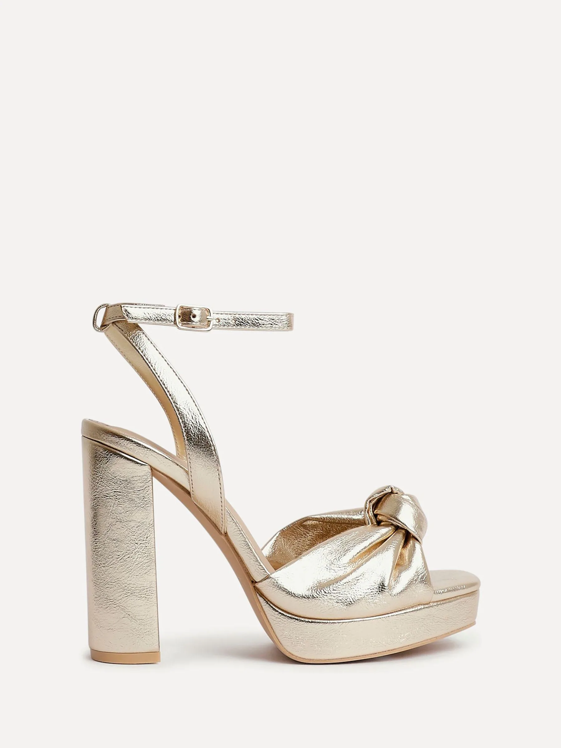 Goud - Linzi Ruba Platform Heels With Knotted Front Strap
