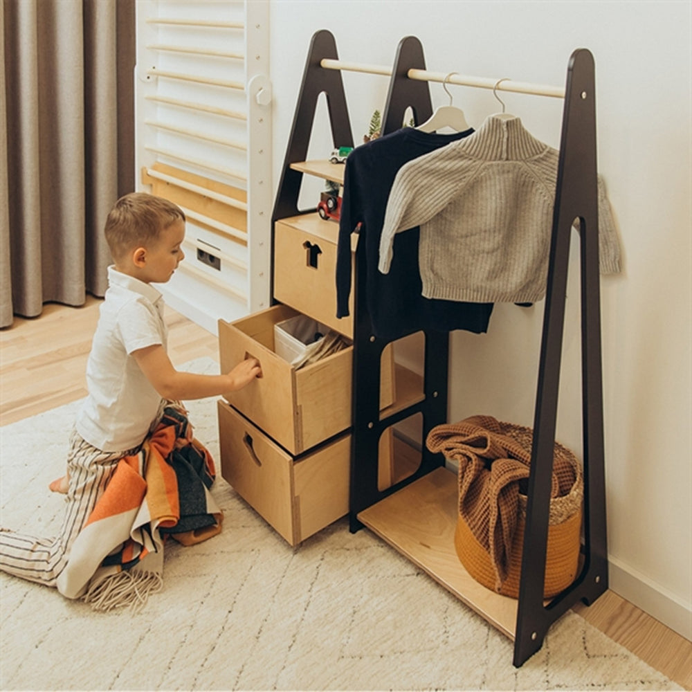 Køb Duck Woodworks Børnegarderobe m. Skuffer Black