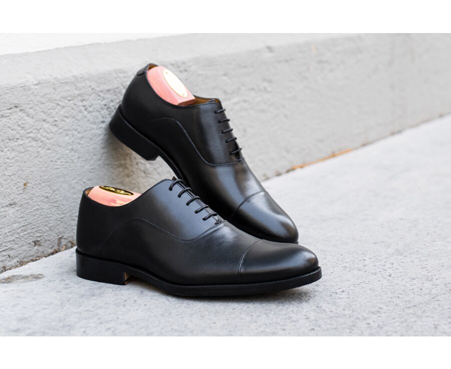 Richelieu homme Noir semelle cuir avec patin - BRACKLEY PATIN