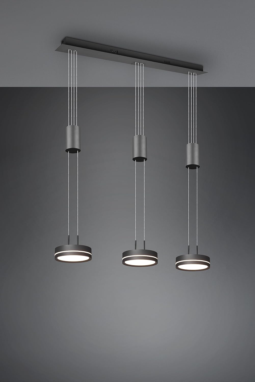 Trio Leuchten LED Pendelleuchte Franklin 326510342, Metall Anthrazit, inkl. 2x 9 Watt LED, Switch Dimmer
