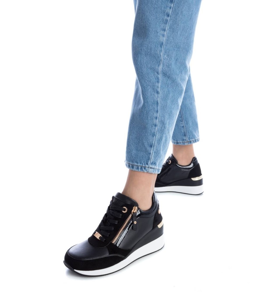 Tênis Xti 141990 Preto - Salto Anabela de 6cm -