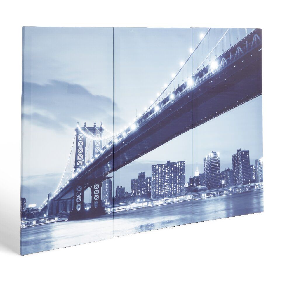 Toile triptyque imprimé pont Manhattan 80x60cm