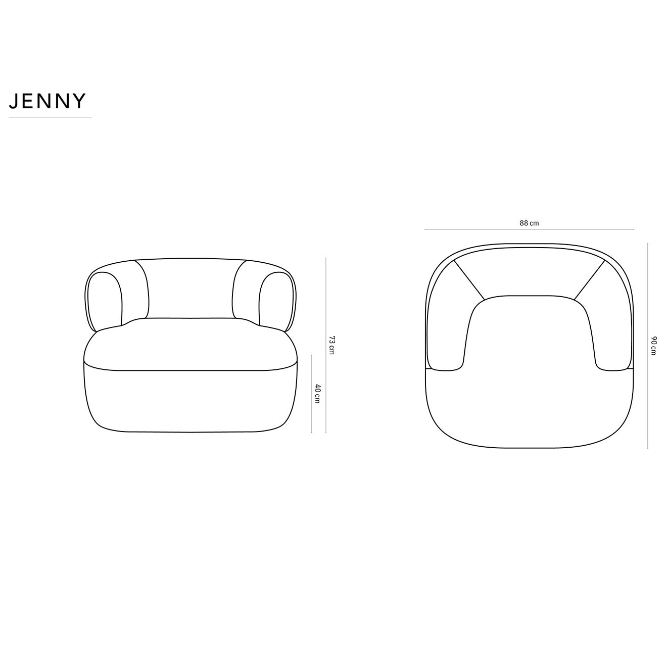 Micadoni Fauteuil Jenny beige clair - 90x88x73 cm