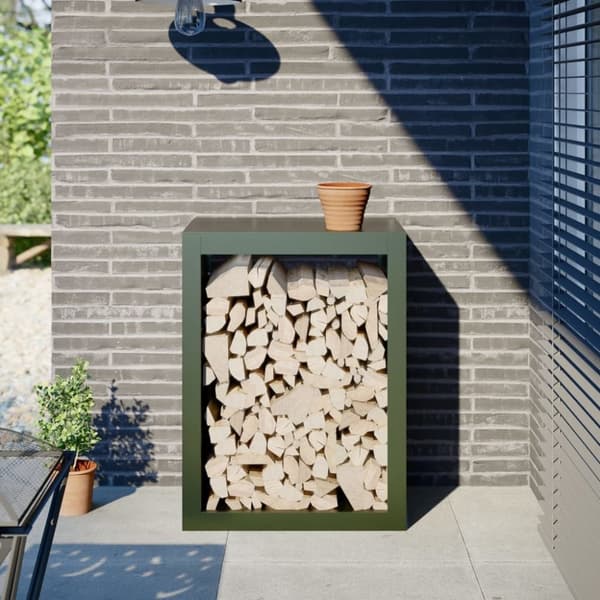 vidaXL Vedstativ grønn 60x40x100 cm stål