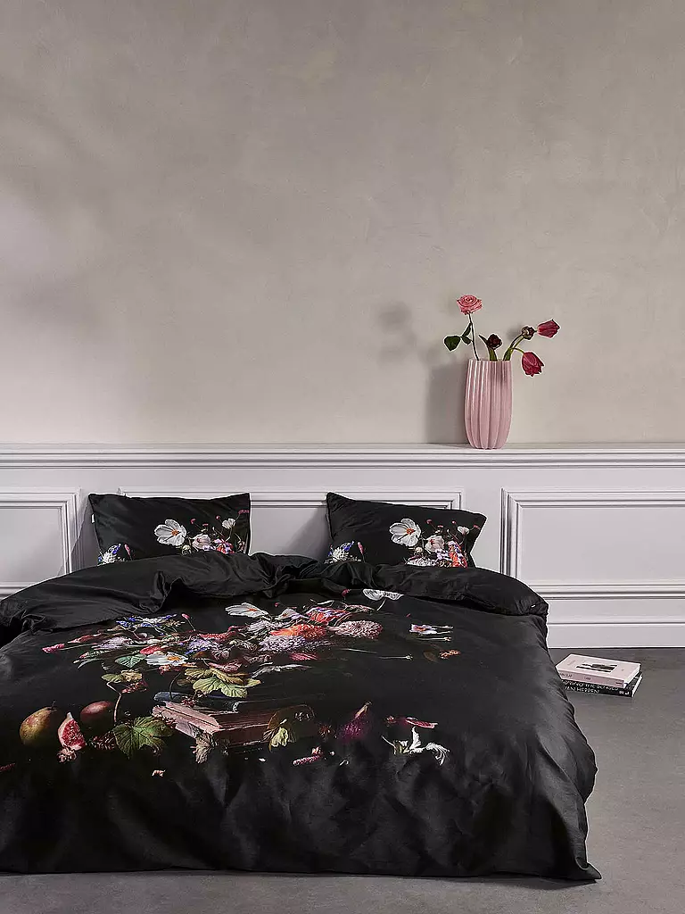 ESSENZA Satin-Bettwäsche BOUQUET 70x90cm/140x200cm Anthracite grau