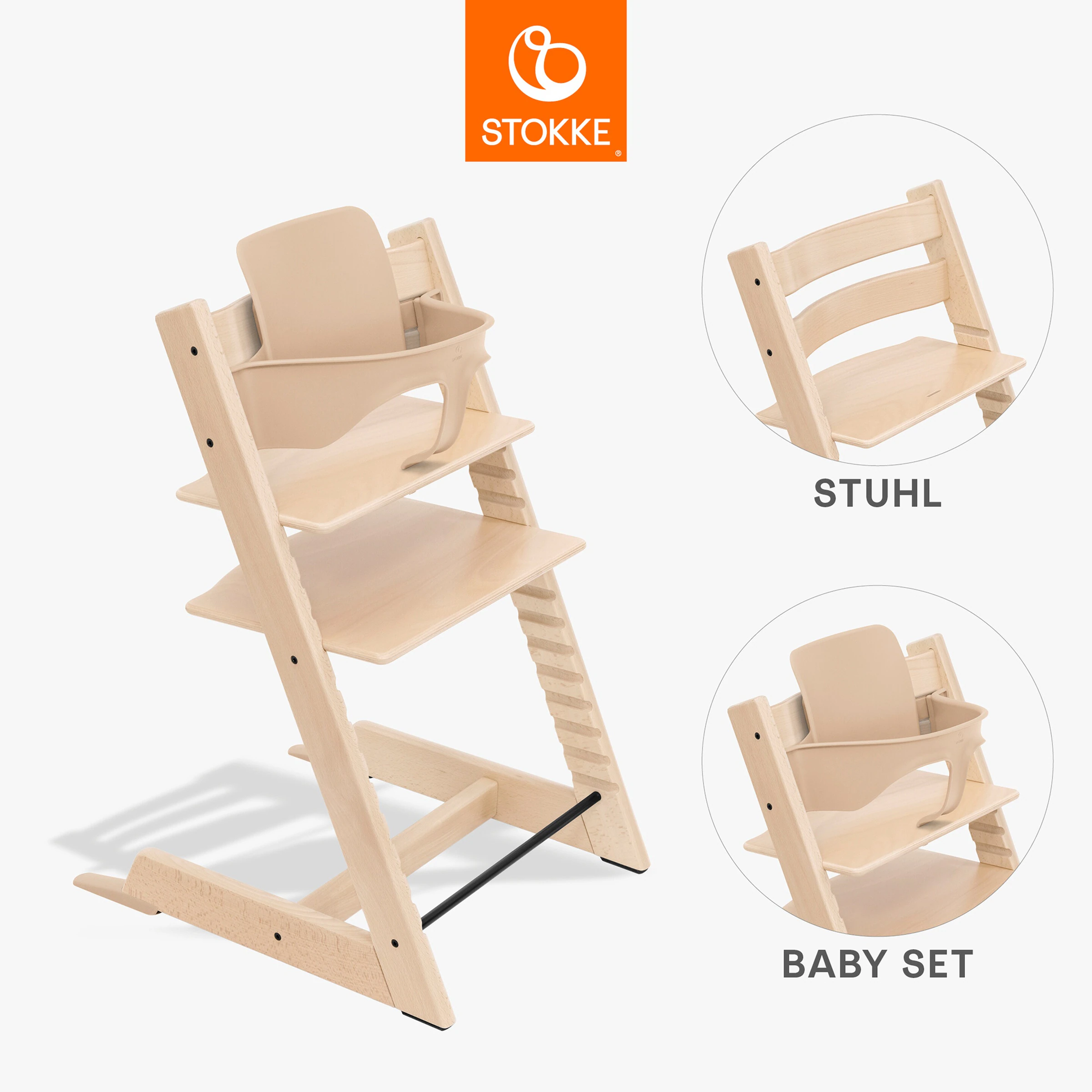 Stokke® - TRIPP TRAPP® Bundle Treppenhochstuhl inkl. Babyset Natural