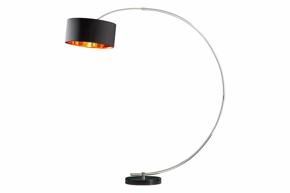 Dimmbare Bogenlampe PYTHON 190cm schwarz gold Retro Bogenleuchte