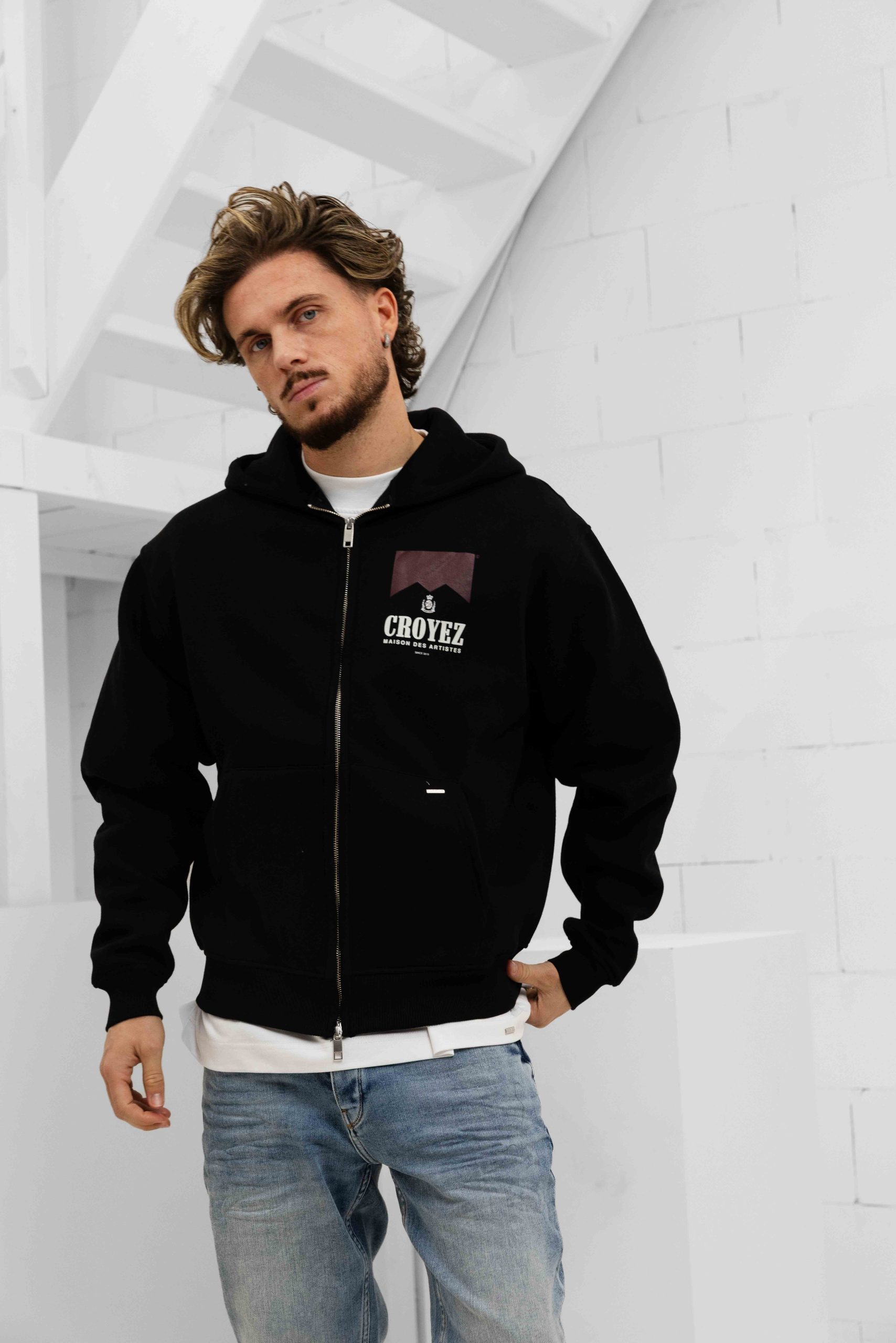 Croyez Maison Fumes Zip Hoodie Heren Zwart