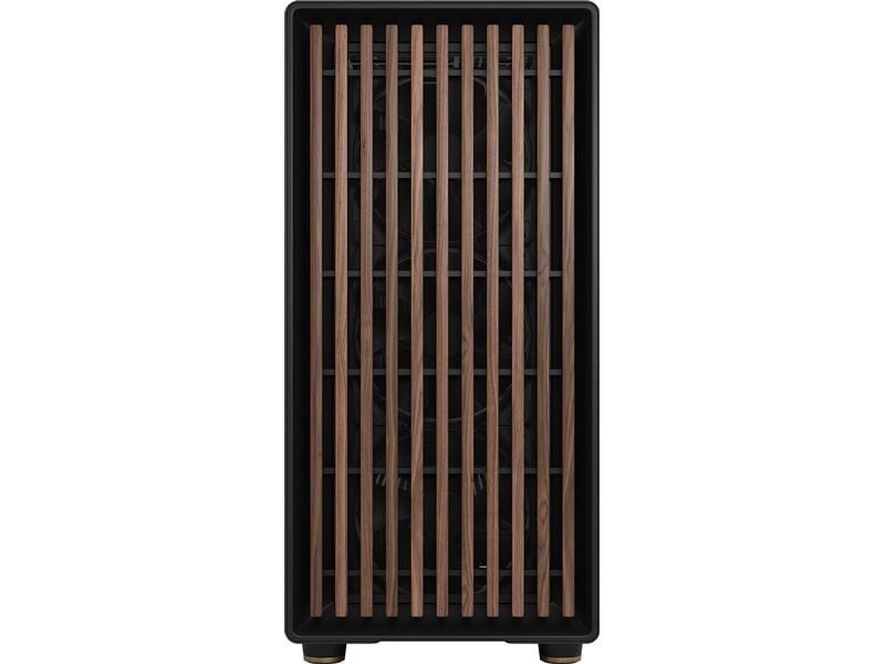Fractal Design PC-Gehäuse North XL TG Schwarz Elegantes Gehäuse mit Seitenfenster und offener Front aus echtem Walnussholz