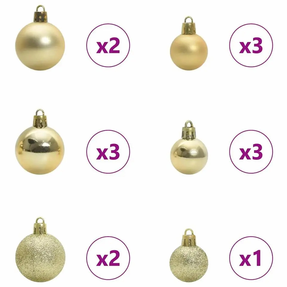 vidaXL - 61-delige Kerstballenset met 150 LED - Multikleur - Kunststof