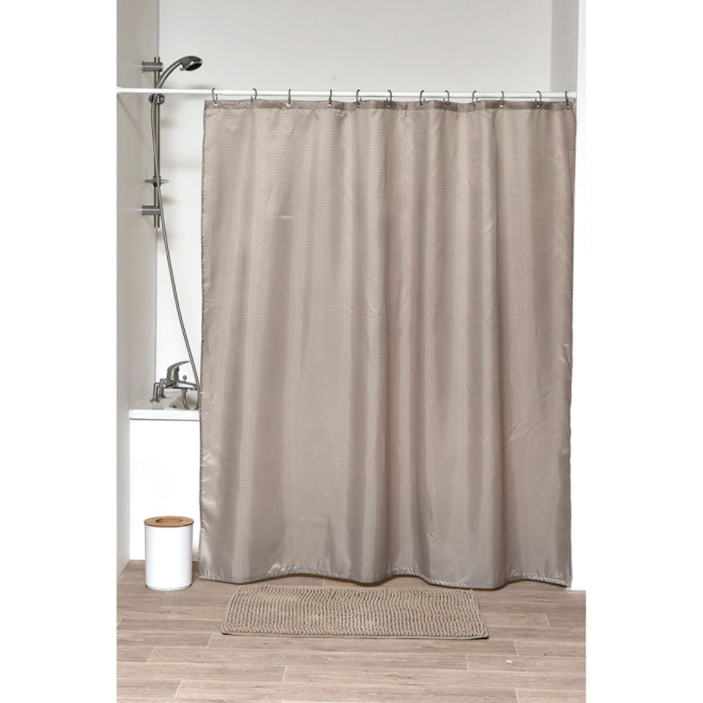 Rideau de douche polyester taupe 180x200cm