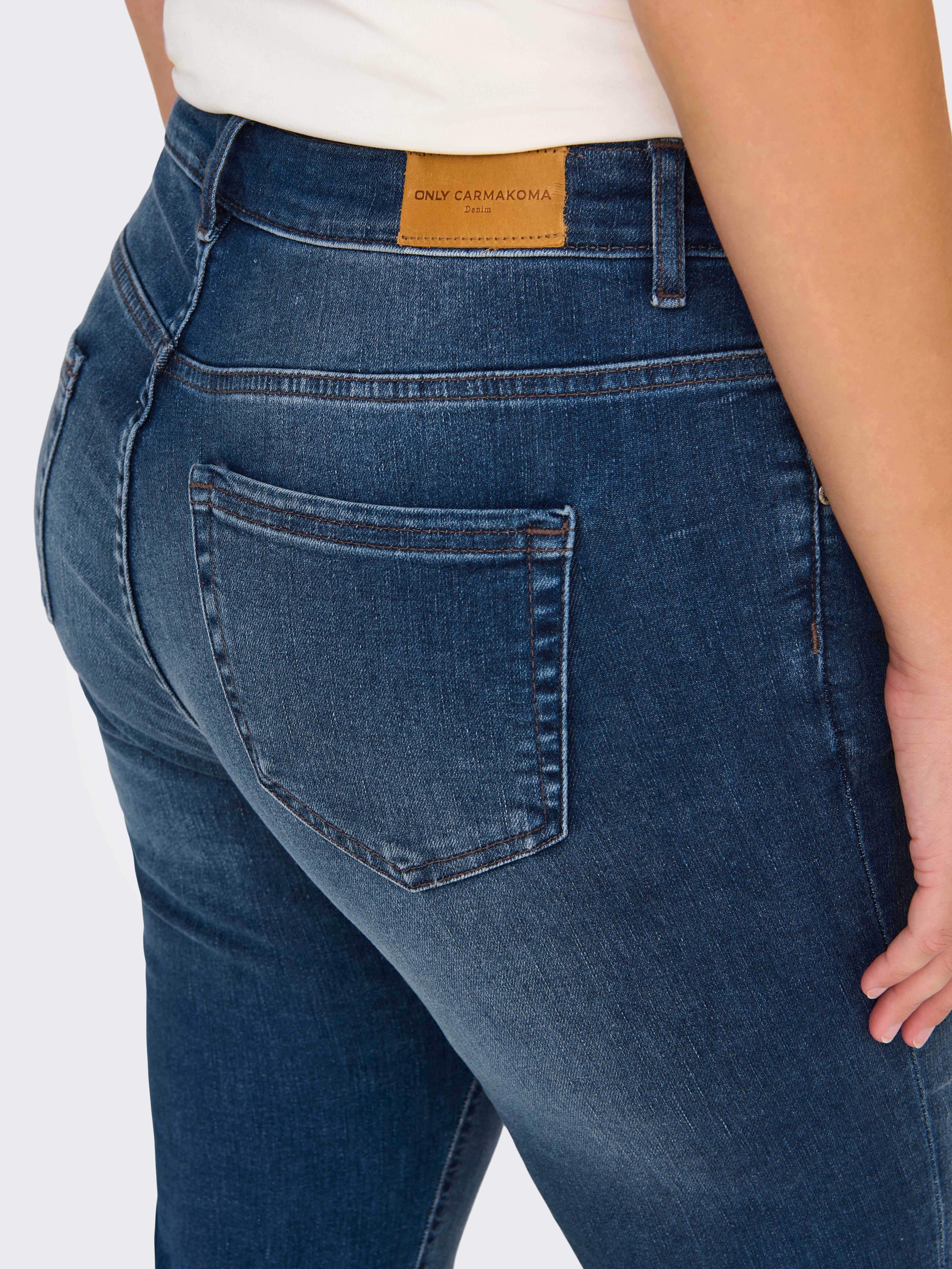CARWILLY Hohe Taille Ausgestellt Jeans Dark Blue Denim