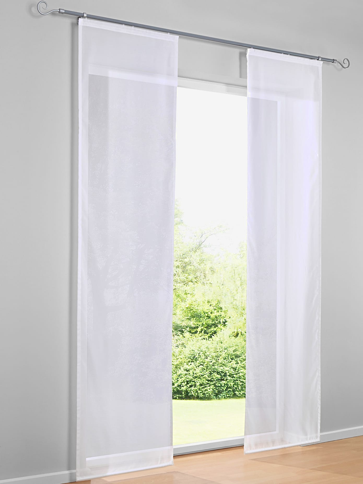 Panneaux-rideaux tissu légèrement transparent