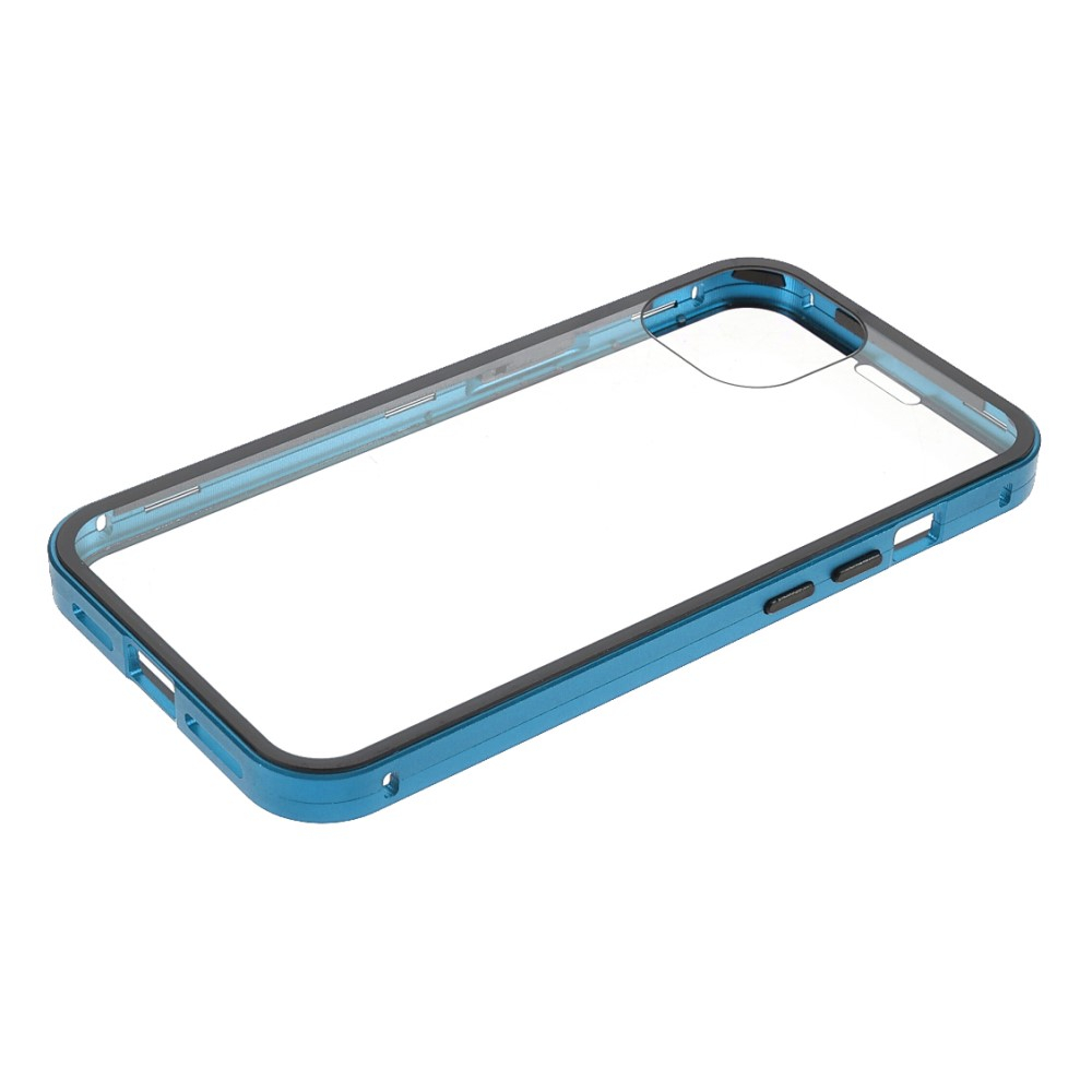 iPhone 13 Magnetische Alu Schutzhülle mit Panzer Glas Backcover   Displayschutz (Magnet-Technologie) - Blau